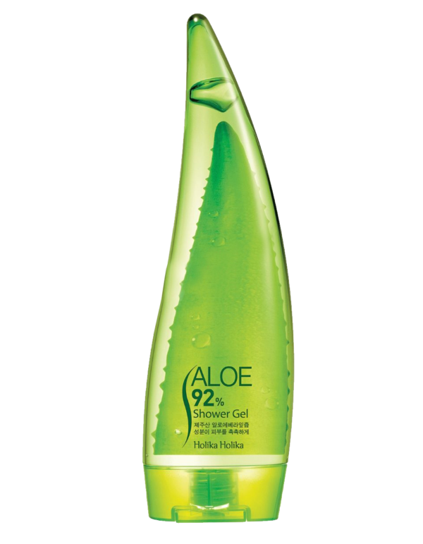 A natural Aloe Vera shower gelFormulated with 92& Aloe Vera leaf juice, the Holika Holika Aloe 92% Shower Gel cleans skin without stripping it of moisture. Containing Aloe Vera, Cucumber and Watermelon, this gel is super soothing and helps skin to retain moisture whilst being thoroughly cleansed. Stayed out in the sun a little too long? This shower gel will be your saviour but is great for skin all year round. Suitable for all skin types